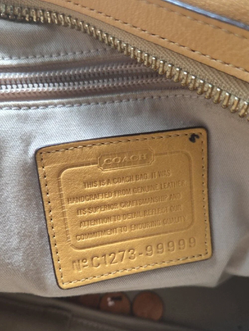 Coach Yellow Mustard Leather Tote with Tassel Accent